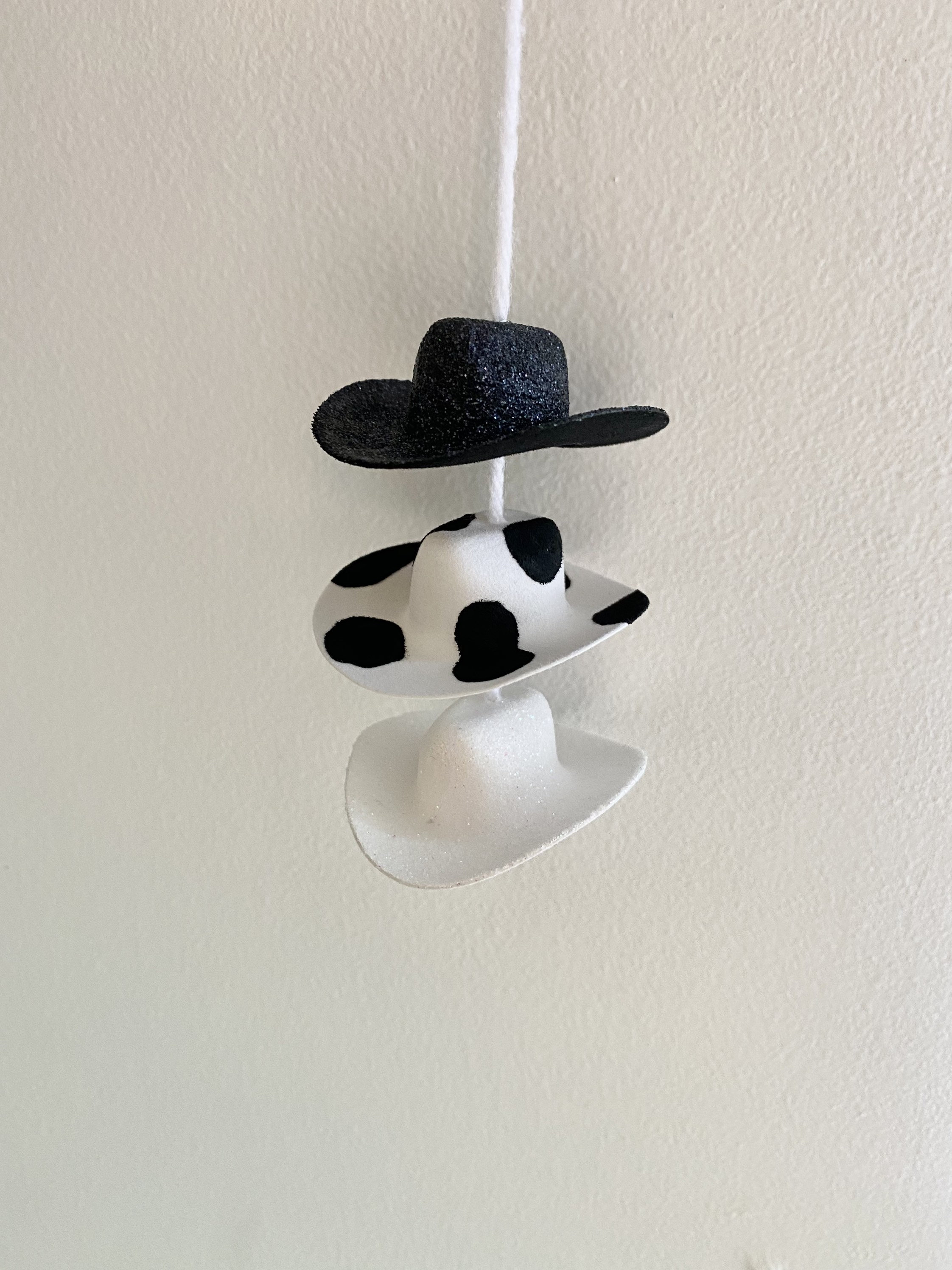 Black and Cow Print Mini Cowboy Hat Car 