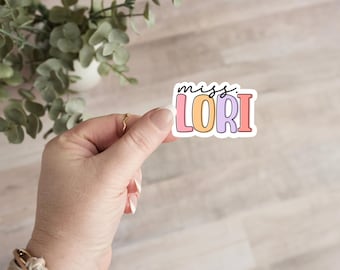 Teacher Last Name Sticker, Customized Teacher Name Sticker, Teacher Sticker, Name Sticker, Last Name Sticker, Teacher Gifts