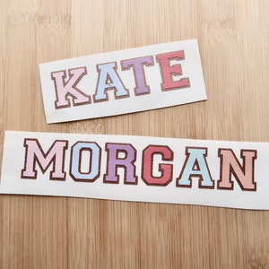 Varsity Letter Name Decal, Custom Name Decal, Vinyl Decal, Chenille Decal