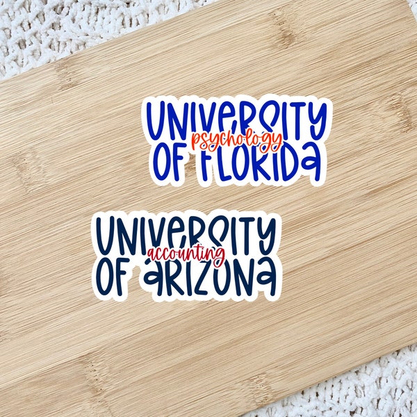 Customized College with Major, School Major Sticker, Colleges, School Stickers, Custom College Name Stickers, Laptop College Stickers