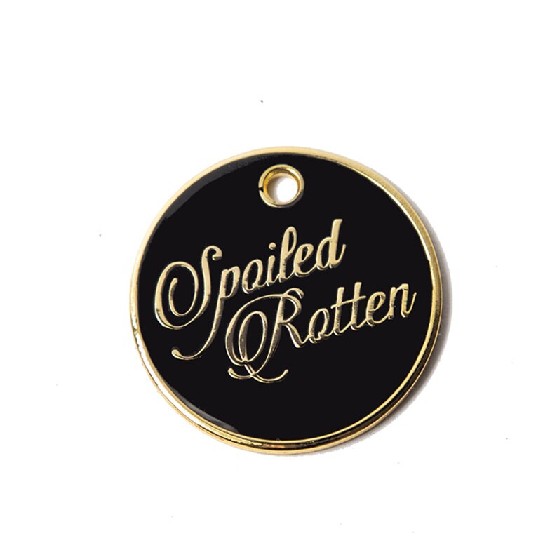 Gold Plated Spoiled Rotten Pet Tag Fun Personalized Dog ID Pet Tag for Dogs