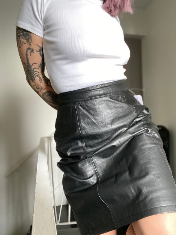 black leather skirt