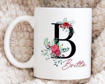 Rose Monogramm alphabet name mug personalized cup custom text