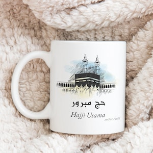 Personalised Hajj Mug Name, Hajj Mubarak Gift, Mecca Kaaba Cup, Islamic Pilgrimage Keepsake, Custom Hajji Mug, Return from Hajj, Eid Gift