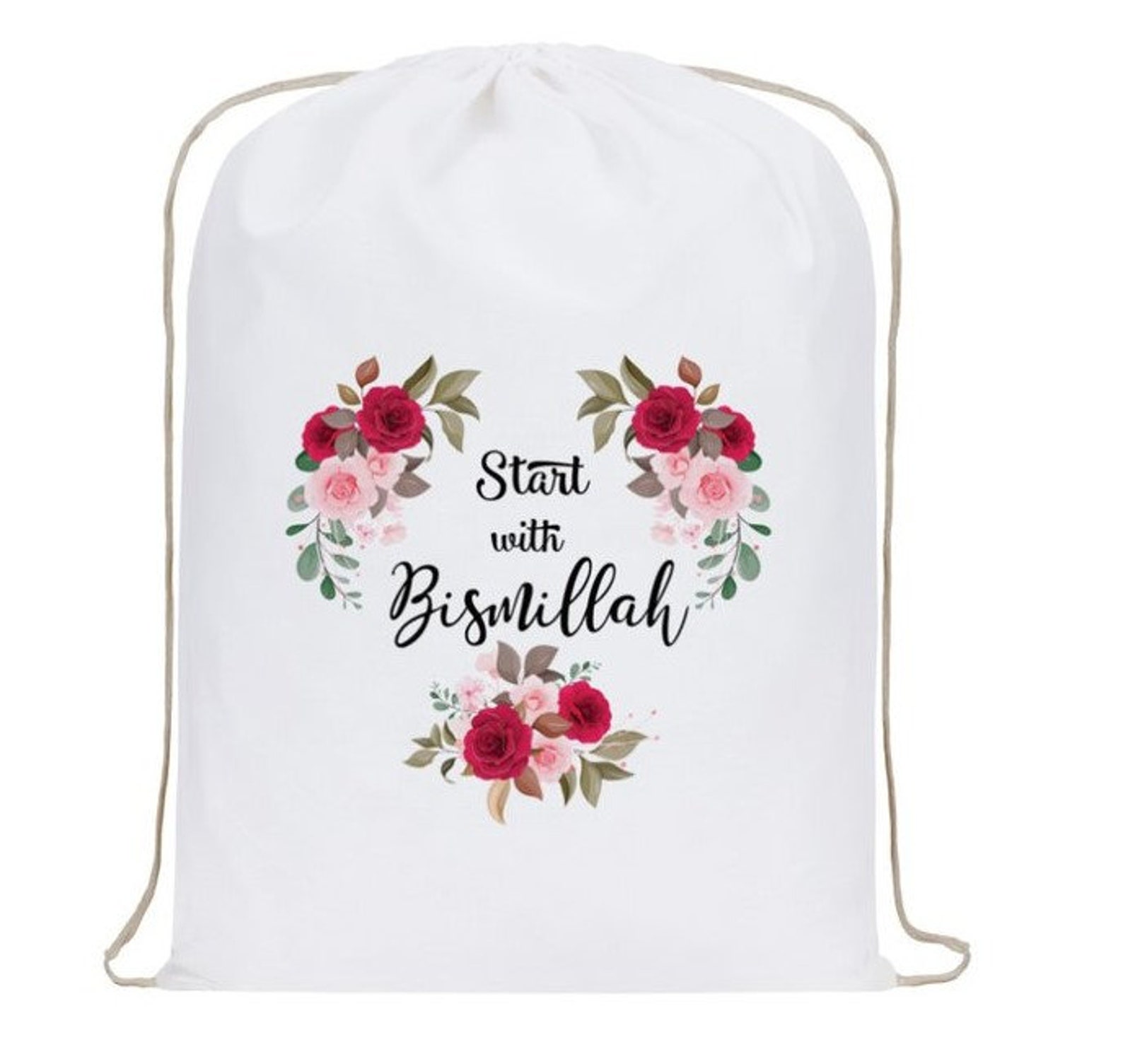 With Arabic Customizable backpack knapsack with drawstring Etsy