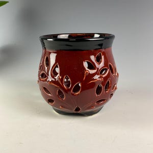 Red Orchid Pot / Luminary 4 1/2 &quot; Diameter x 4” high