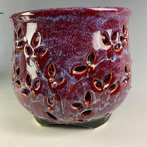 Large Red Orchid Pot / Luminary 7 1/4 &quot; Diameter x 6 1/2” High