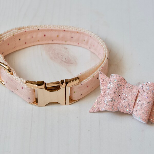 Strawberry Ice Cream Dog Collar with Gold Hardware