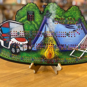 Relaxing and Recreation&quot; cribbage board, cribboard, board game. crib, golf, camping, tane