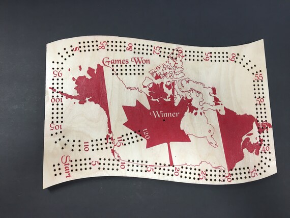 3 Player Canada Crib Board Cribbage Board With Acrylic Leaf Etsy
