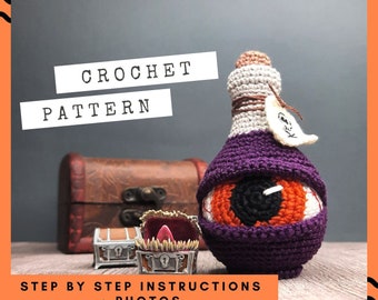 Crochet Halloween Potion Bottle Pattern: Amigurumi Eyeball Toy (PDF Pattern)