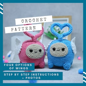 Crochet Valentine alien pattern. Valentine cute toy tutorial. Romantic gift PDF pattern.