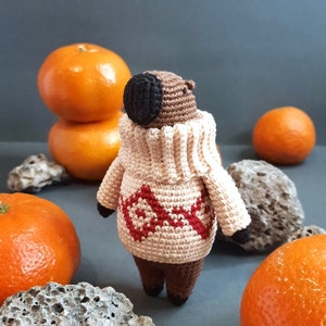 Crochet Capybara Plush Toy in Sweater: Amigurumi Rodent Gift