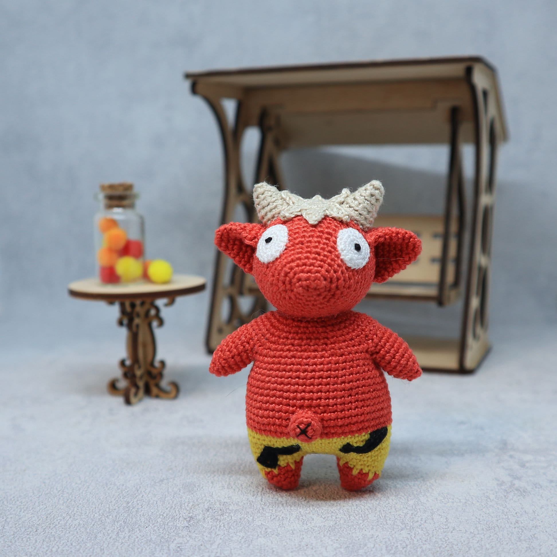 Amigurumi Japanese Oni Plush Toy, Red Demon Doll - Etsy