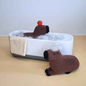 Crochet Capybara Plush Toy: Lying Amigurumi with Orange