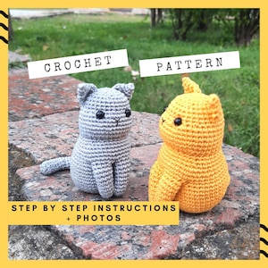 Crochet pattern for solid color sitting cat.