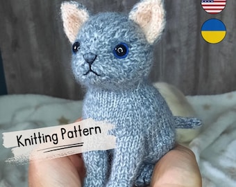 Realistische Katzenstrickmuster: Kätzchen Spielzeug (Digitaler Download)