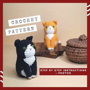 Tuxedo Cat Crochet Pattern: Low Sew Bicolor Kitten (PDF Pattern)