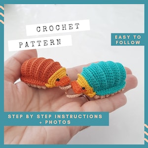 Rubber Ducky Isopod crochet pattern. Cute woodlouse toy pattern. Car pendant or pincushion PDF pattern.