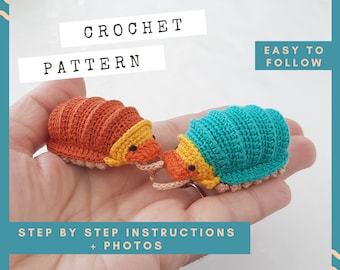 Rubber Ducky Isopod crochet pattern. Cute woodlouse toy pattern. Car pendant or pincushion PDF pattern.