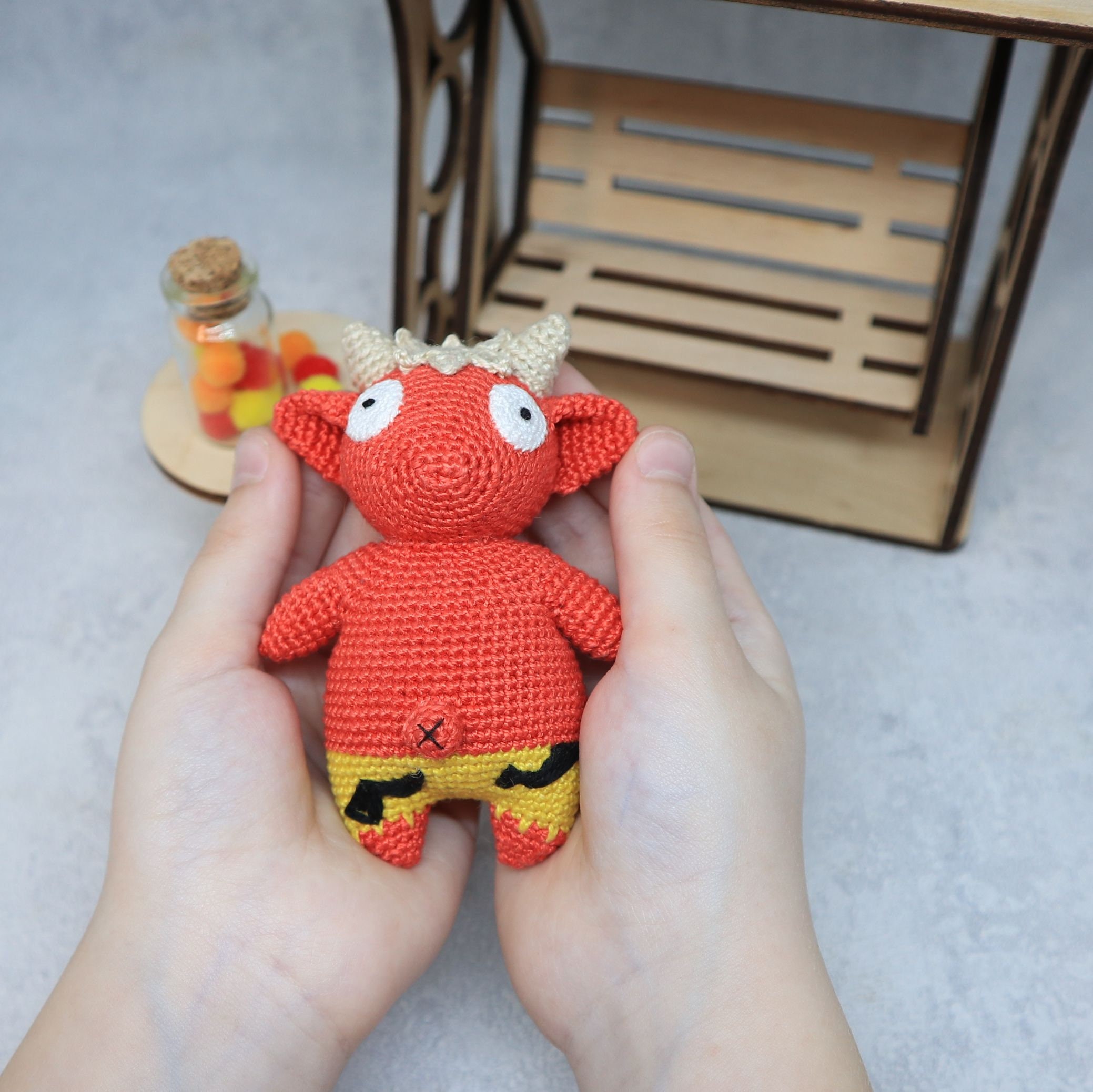 Amigurumi Japanese Oni Plush Toy, Red Demon Doll - Etsy