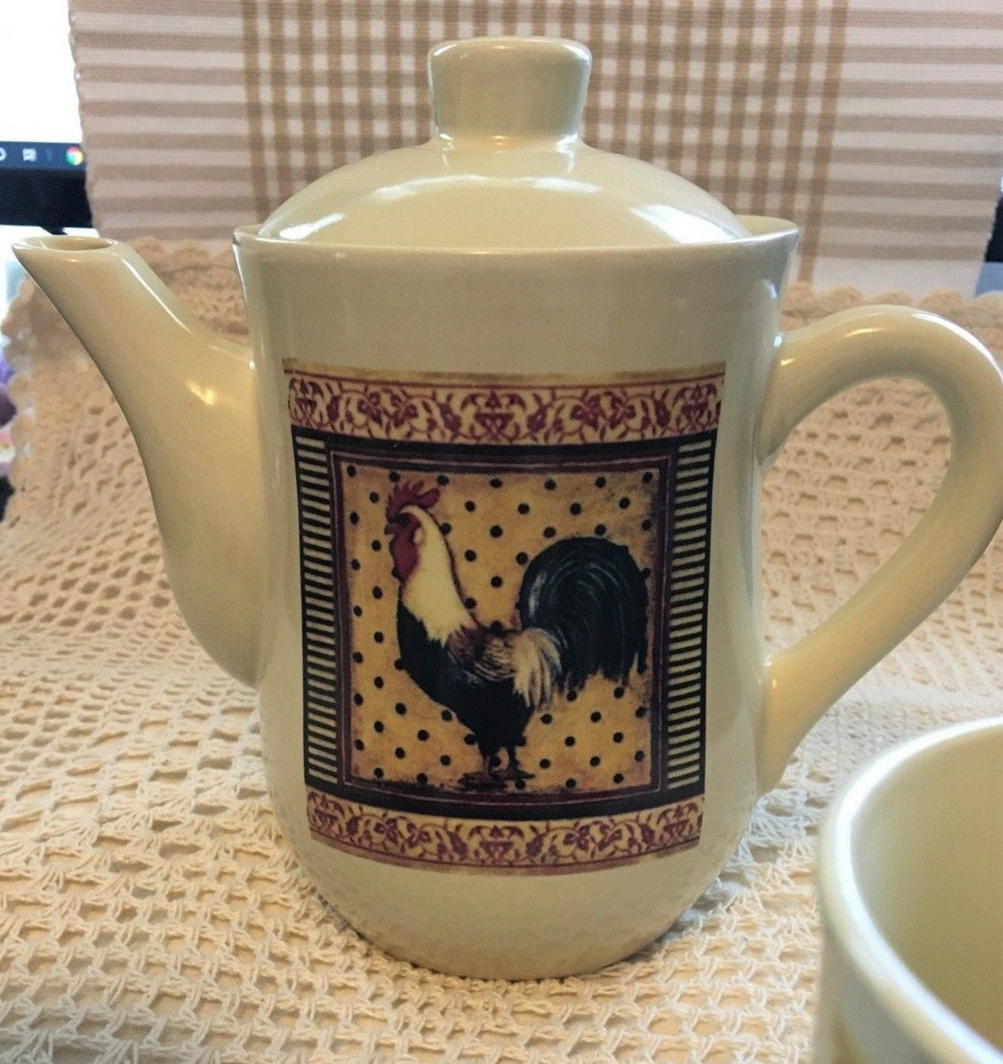 COUNTRY ROOSTER Tea Coffee Set of Teapot and 2 Cups Mugs Etsy