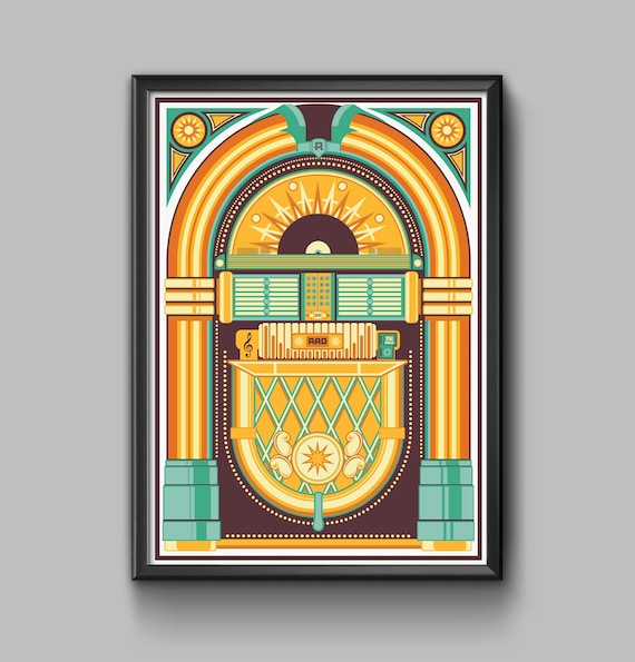 Retro Jukebox Art Print - Etsy