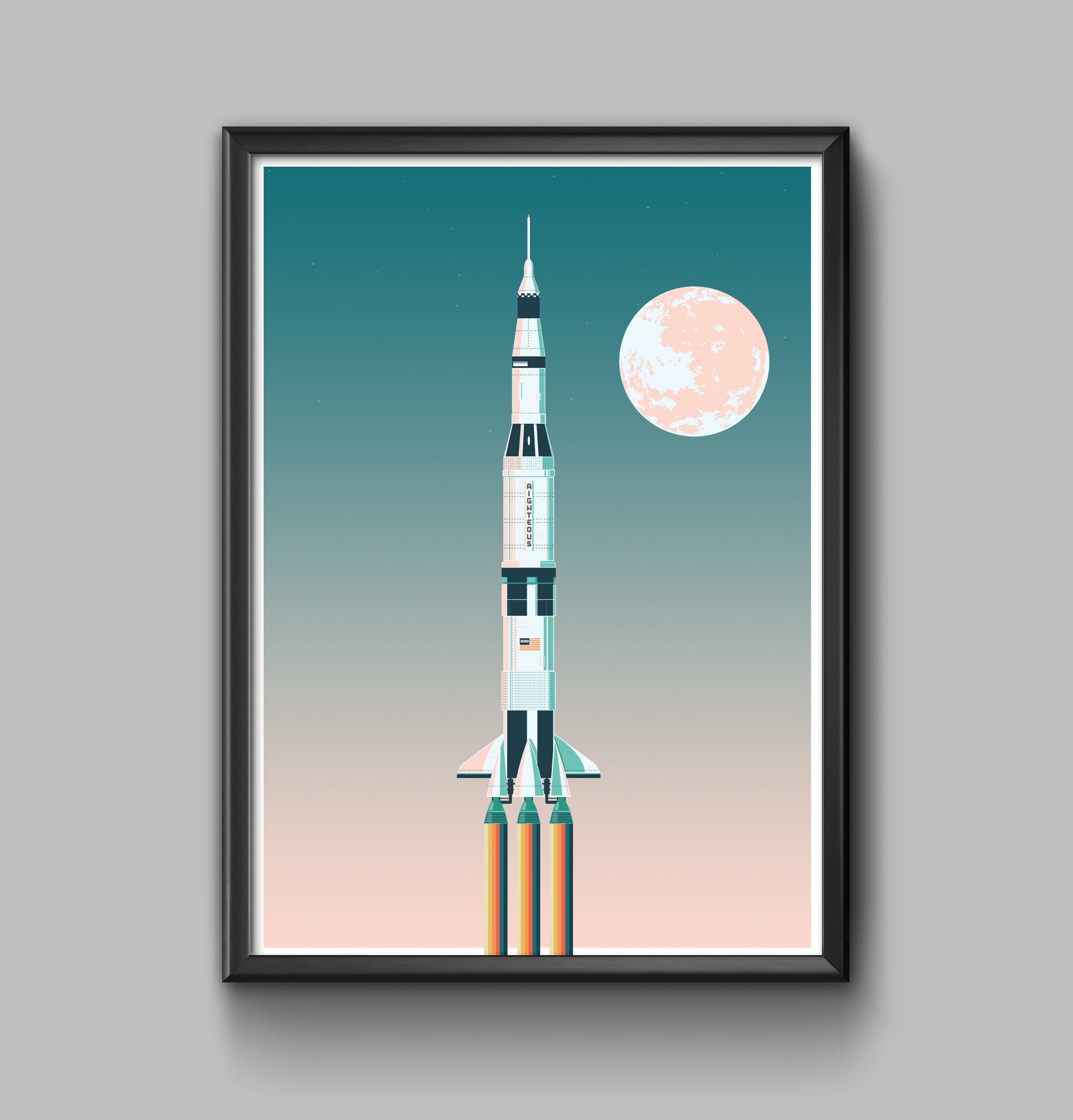 Space Rocket Poster Print Space Shuttle Etsy