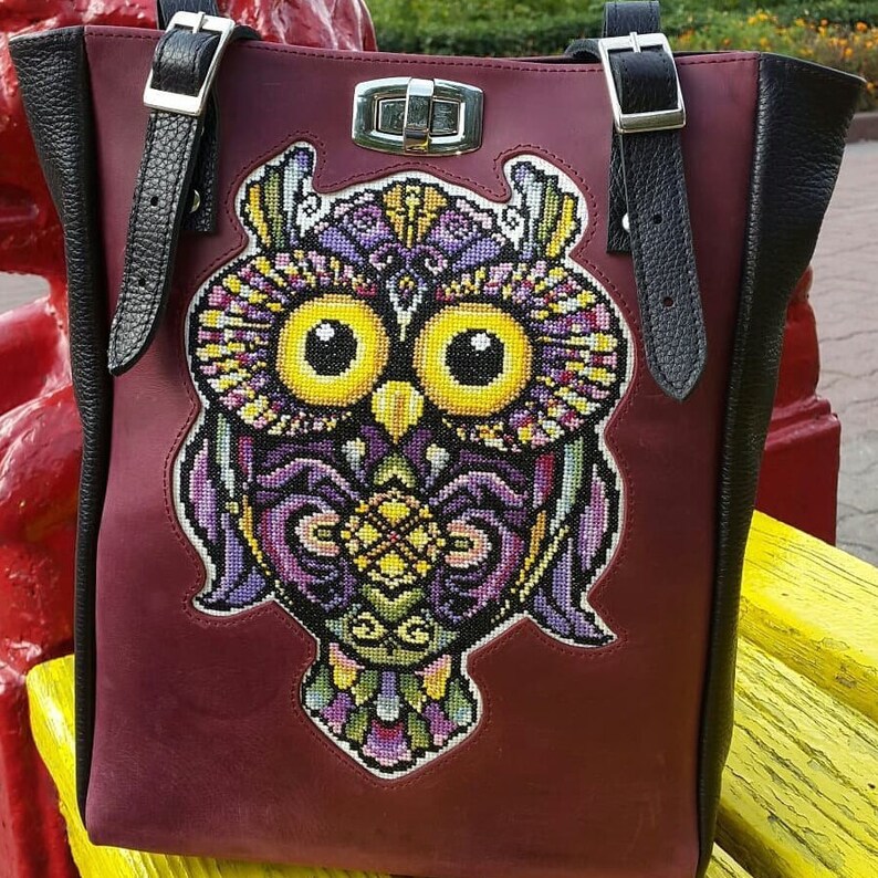 embroidered leather bag
