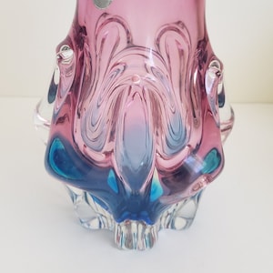 Vintage Sanyu Japanese Art Glass Vase, Organic Flow Vase, Fantasy Glass, Mid Century
