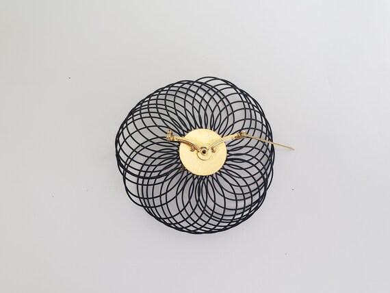 Vintage Spiral Black Op Art Pop Art Brooch, Plast… - image 6