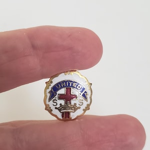 Vintage Cross and Crown Lapel Pin: United Church Sunday School, Uncas USA