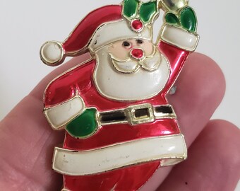 Vintage nieuwigheidsspeld of broche voor de kerstman, gemaakt in Hong Kong
