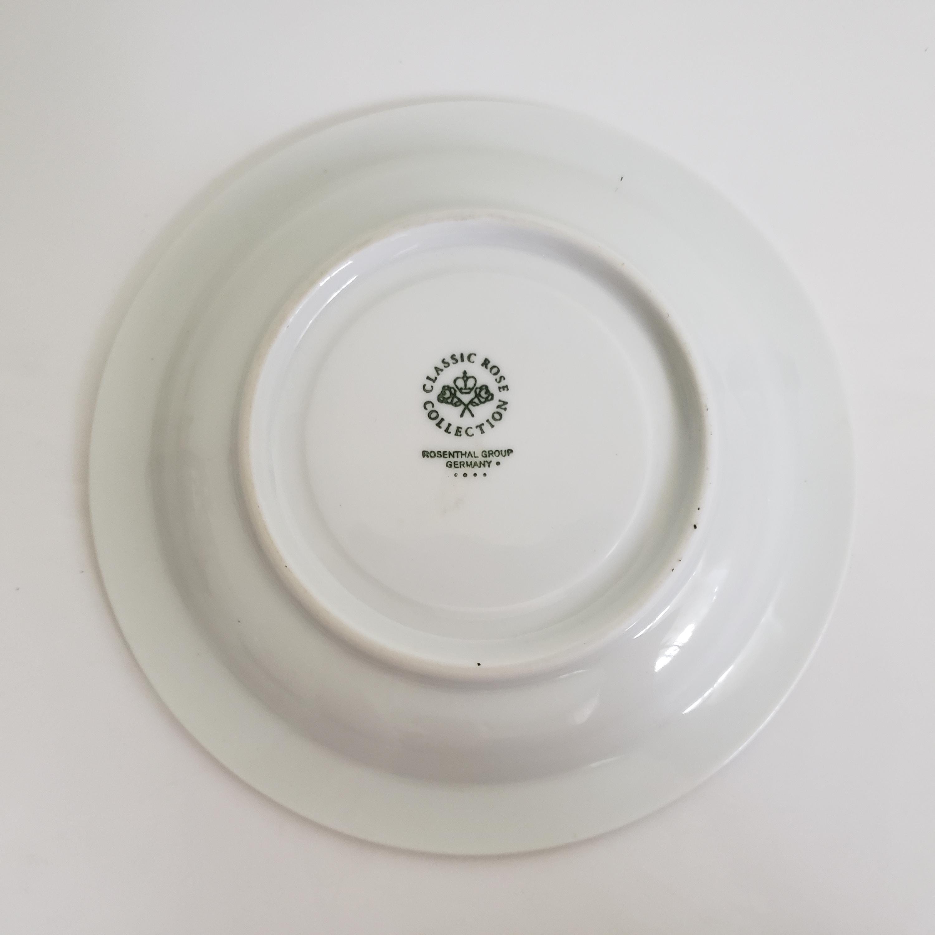 Rosenthal Classic Rose Tea Cup and Saucer Set: Embossed White 