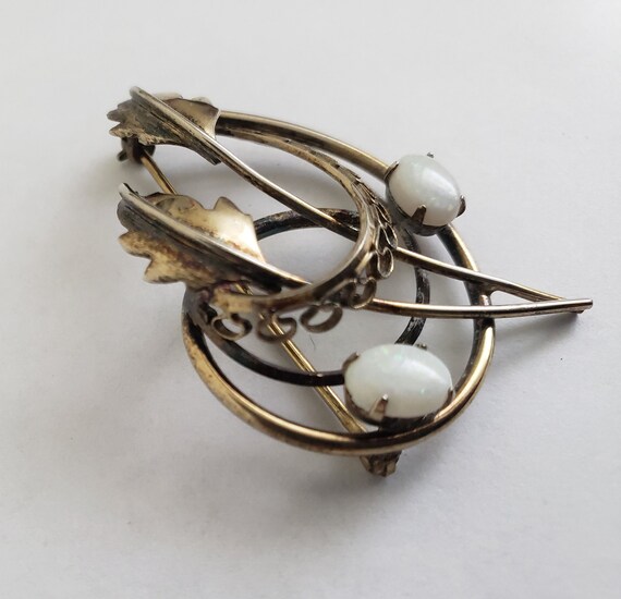 Vintage Sterling and White Opal Brooch, Whimsical… - image 3