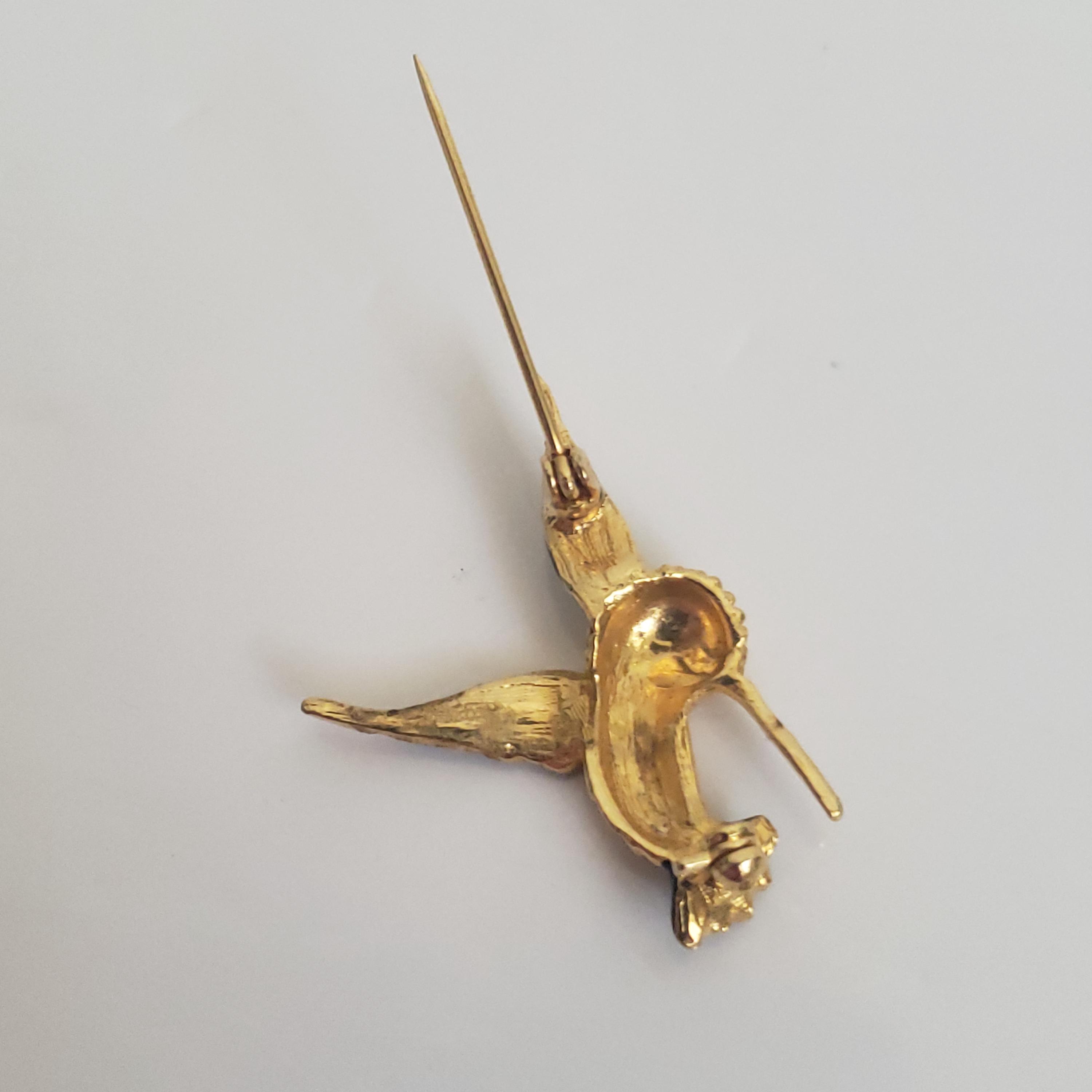 Broche Vintage Oiseau - Métal Cuivre - Bijouterie Fantaisie - Neuve