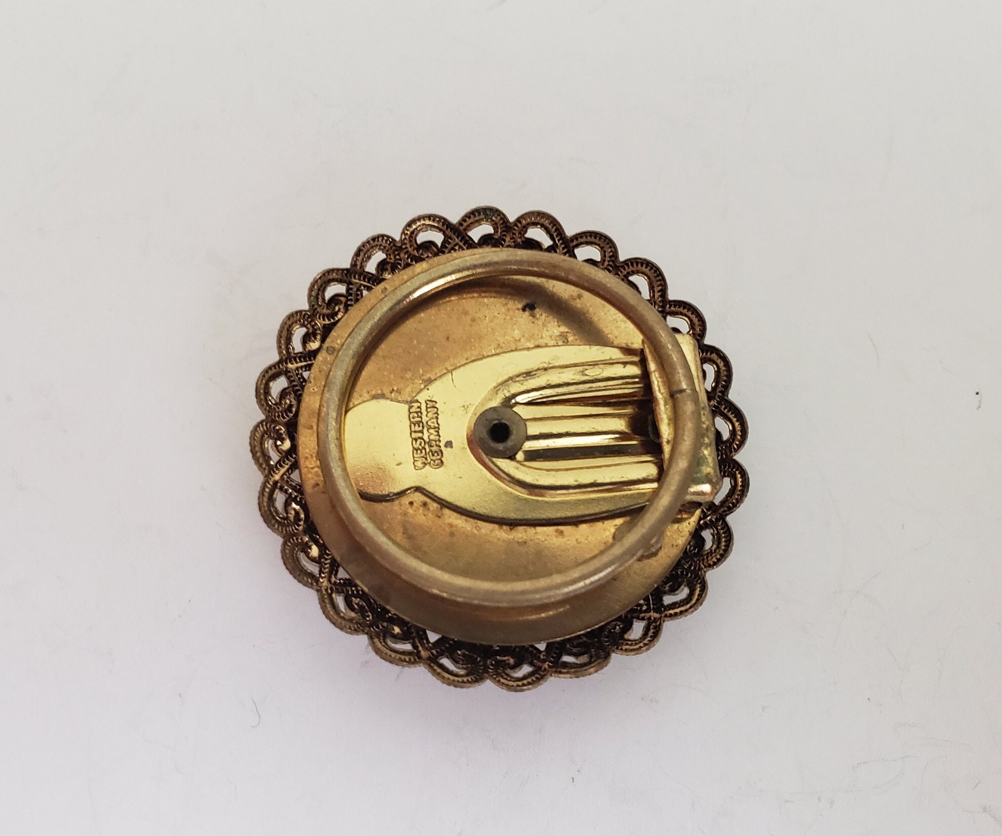 Vintage Western Germany Scarf, Lapel, or Tie Clip, Round