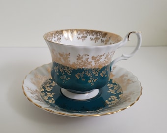 Royal Albert Regal Series Tea Cup And Saucer Set in Teal, 4396