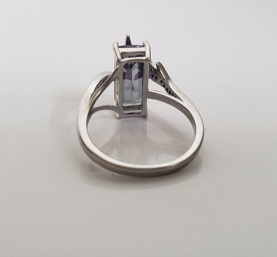 925 Silver Ring, Emerald Cut Rainbow Fire Mystic … - image 6
