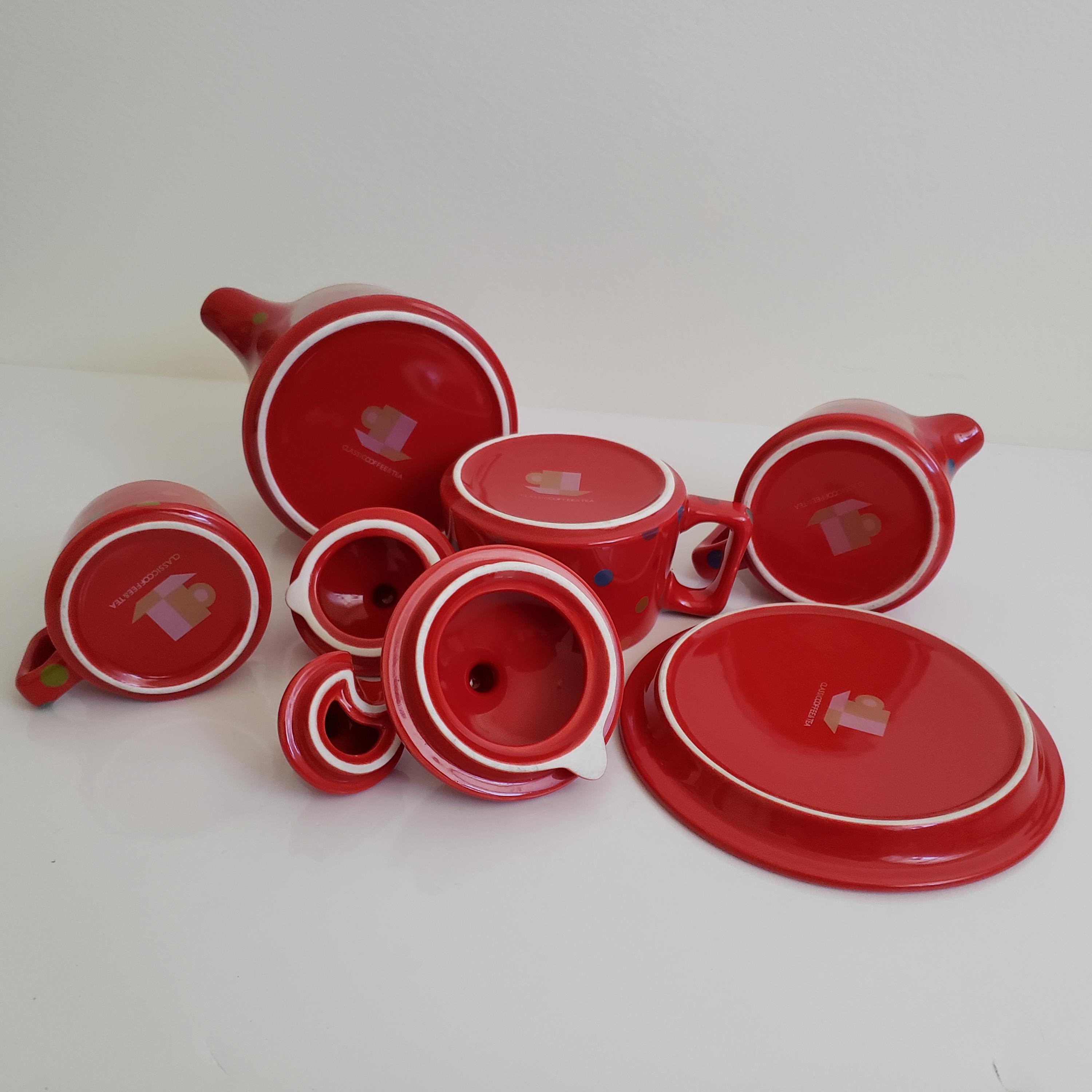 アンティーク ヴィンテージ 赤と金のティーポットとクリーマーセット 送料無料】イギリス BONE CHINA ヴィンテージ ガーリー ティー