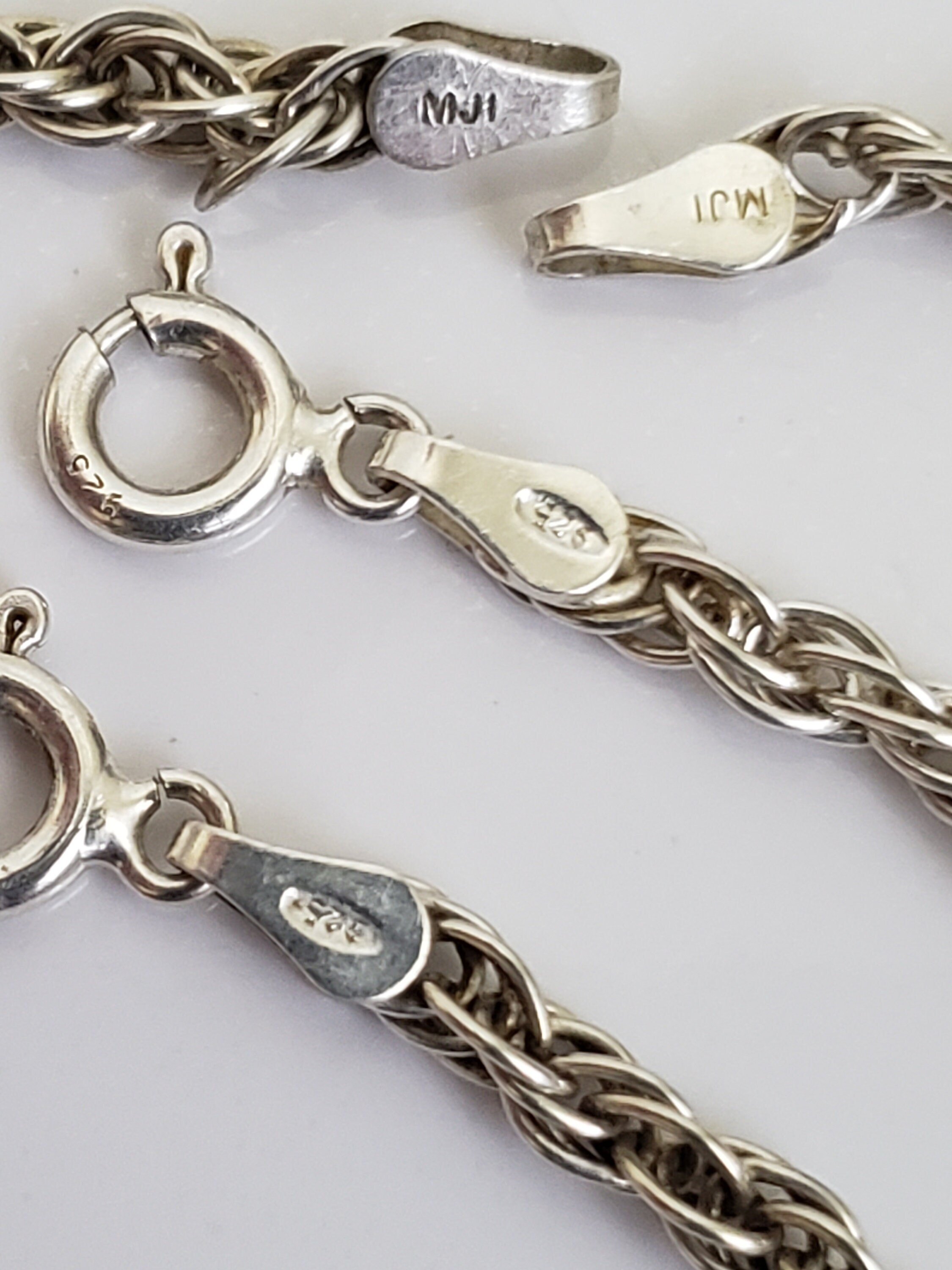 アクセサリー ITALY VINTAGE SILVER JEWELRY 925 SILVER Vintage Silver Rope Chain Necklace or Choker and Matching Bracelet