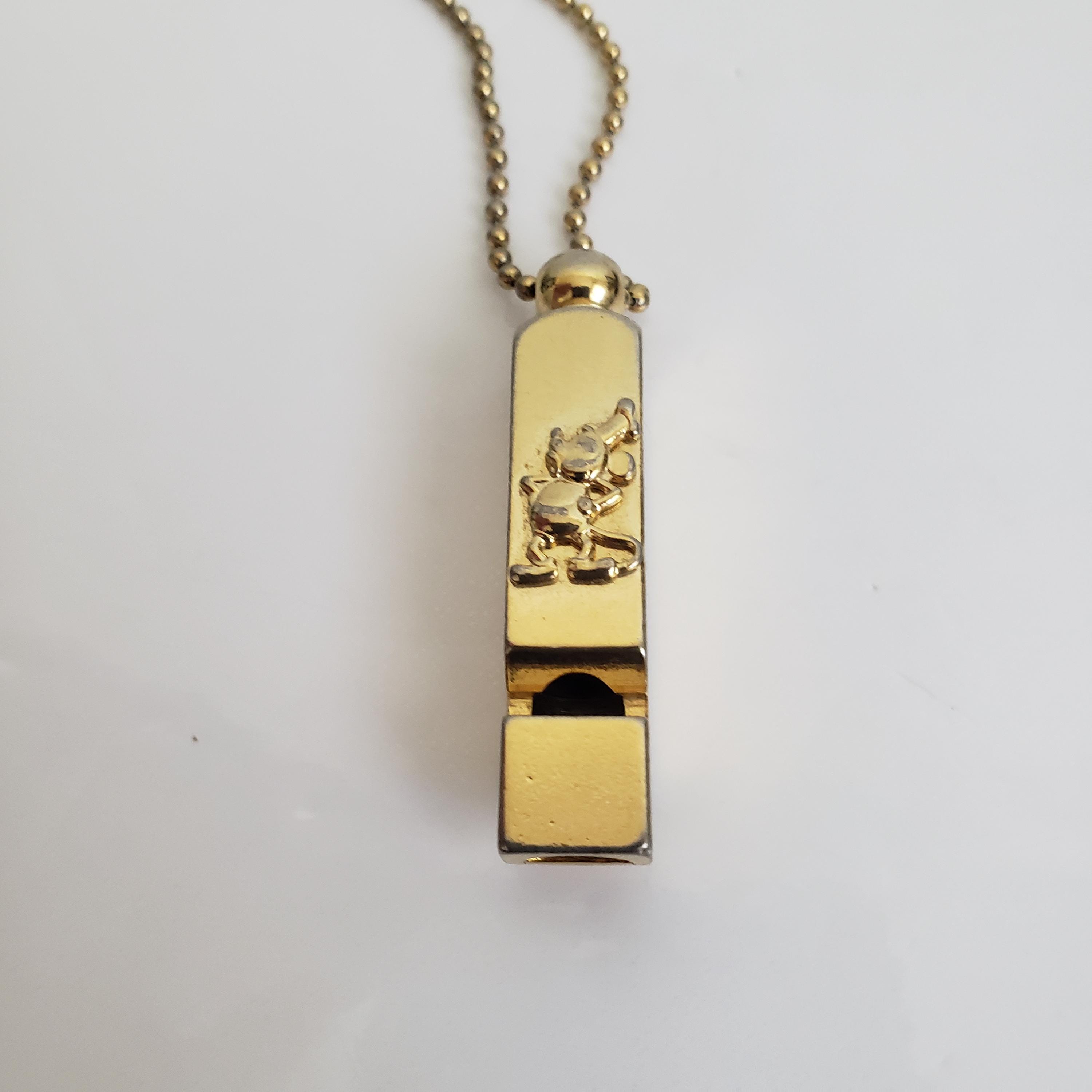 Vintage Mickey Mouse Gold Whistle Necklace * C01-m Gold Mickey Mouse Pendant In Disney Jewelry (1968-Now) for  main image 3