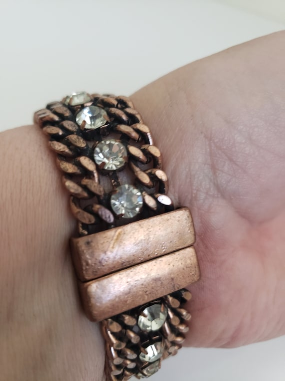 Vintage Chunky Brass or Copper Tone Chain Link Cu… - image 2