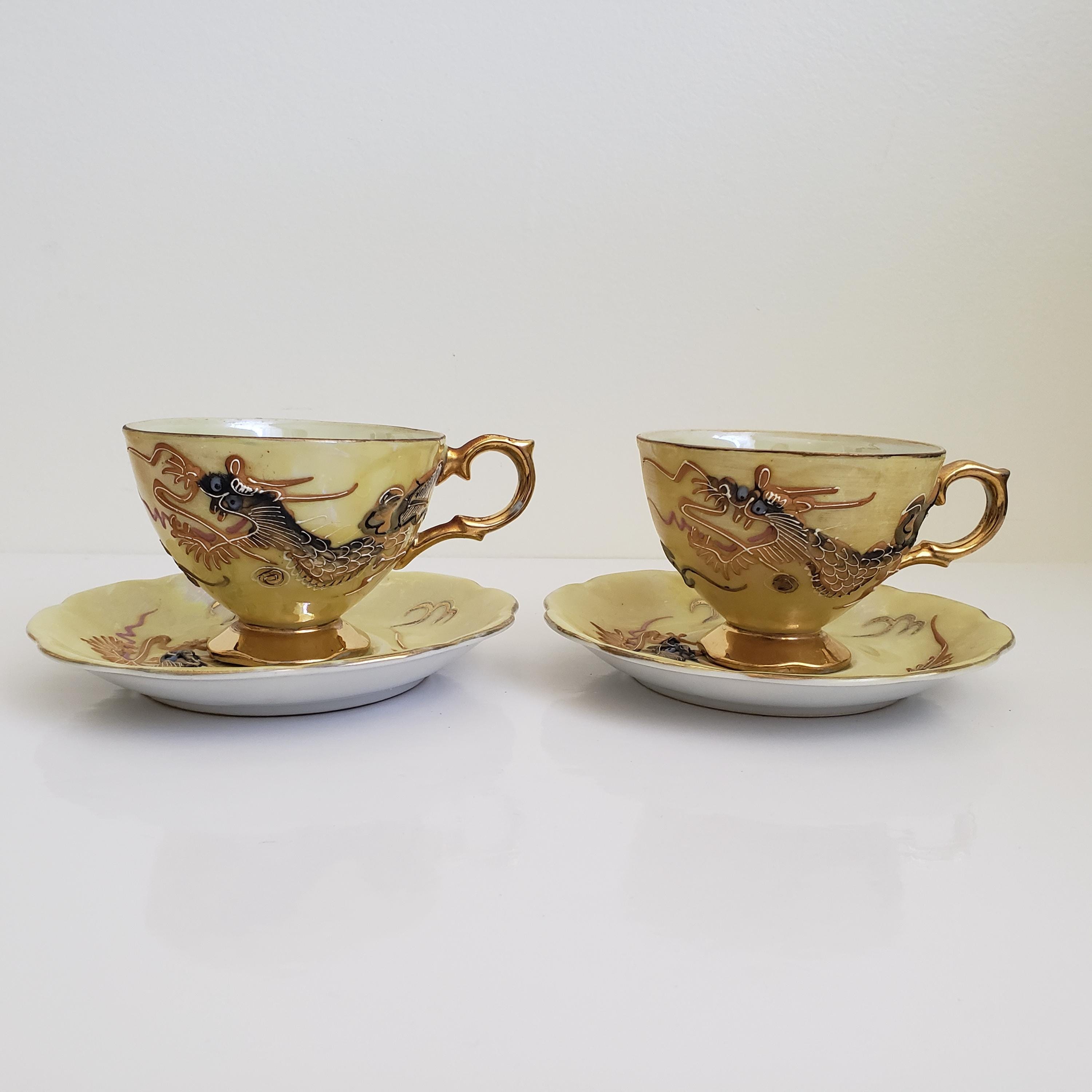 Shafford Japan Dragonware Teacup Sets: Mid-century Iridized