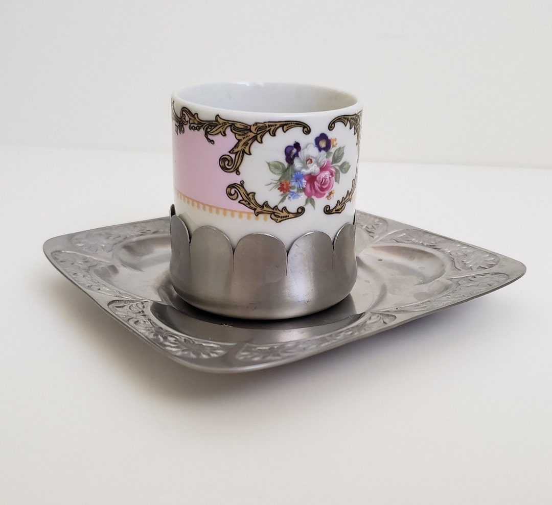 Vintage Decor Tipo Limoge Coffee Can Espresso or Turkish Coffee Cup
