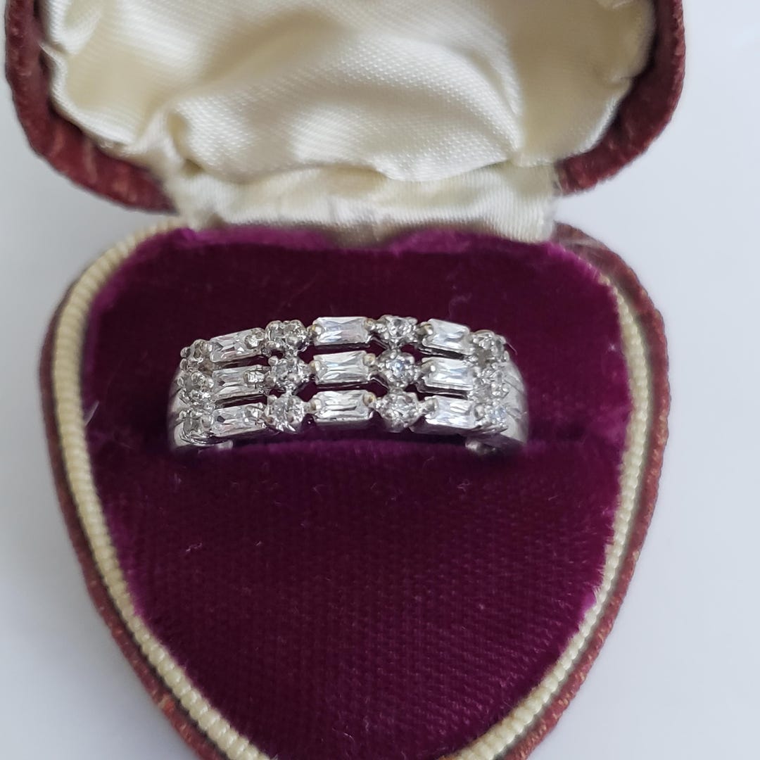 Vintage Avon RJ 10 Silver Tone and CZ Ring, Triple Row Size US 9.75 - Etsy