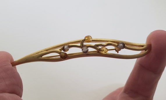 Vintage Gold Tone Bar or Collar Pin or Brooch, Ab… - image 3