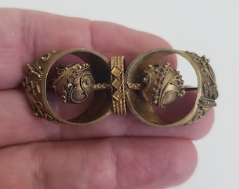 Edwardian or Victorian Brooch, Gold Tone
