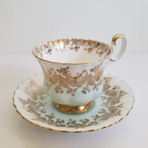 Royal Albert Unnamed Regal Series Tea Cup And Saucer Set in Pastel Blue, Number 4277, English Fine Bone China Mug
