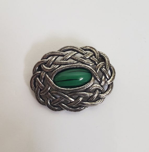 Vintage Oval Celtic Knot or Woven Brooch by Mirac… - image 2